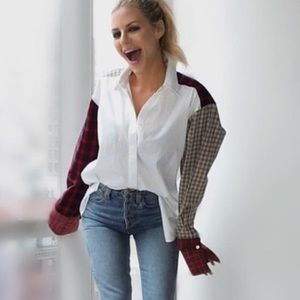 Helmut Lang - Plaid Patchwork Shirt